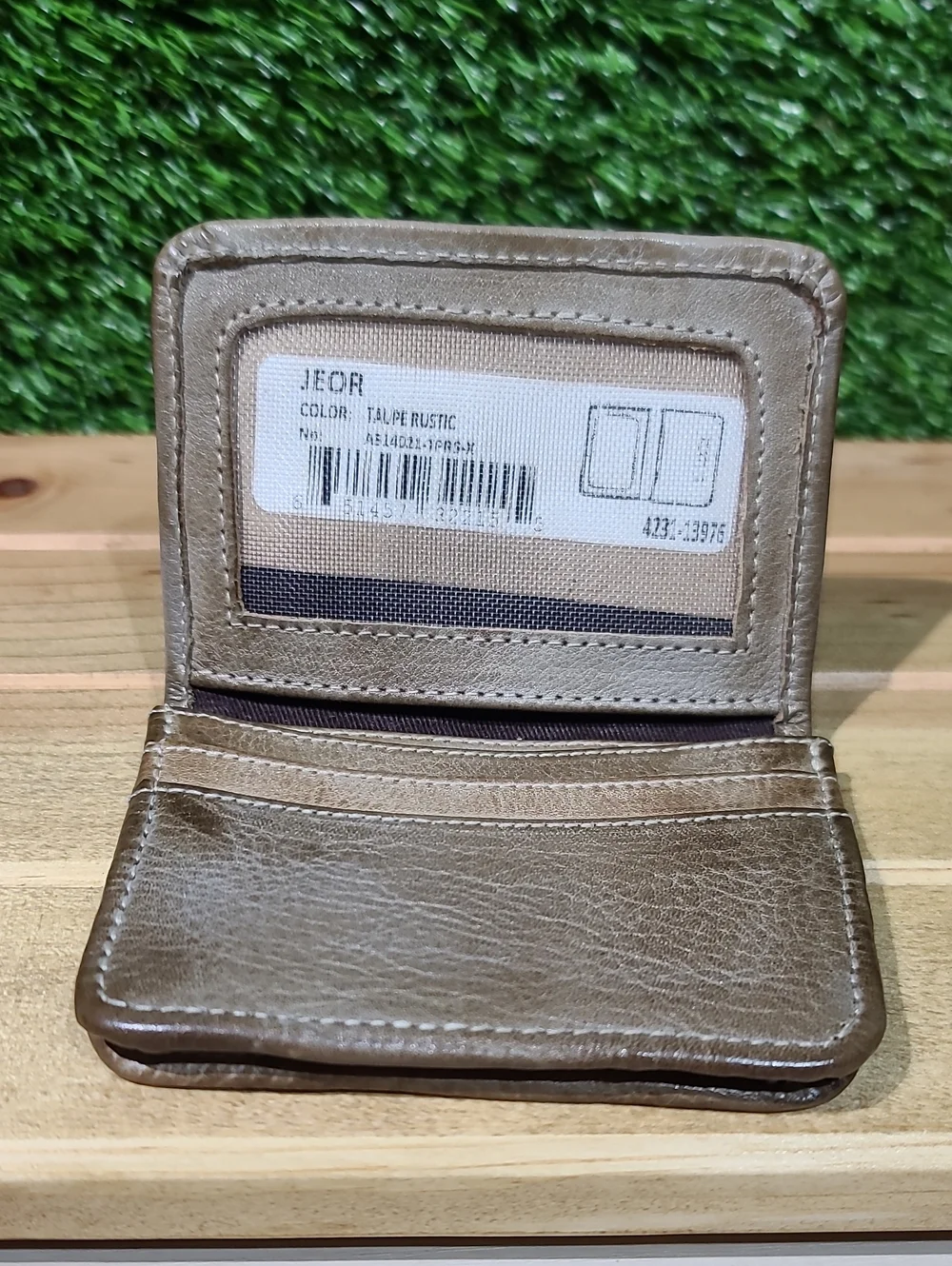 Bed Stu Jeor Leather Card Wallet / Taupe Rustic NWT